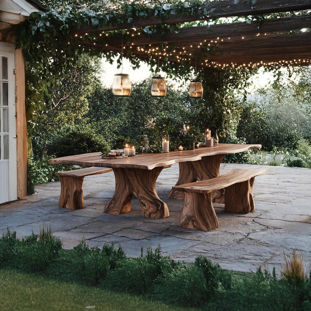 Rustic Live Edge Round Dining Table Handmade Solid Wood Handcrafted ...