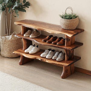 Mid century entryway shoe storage handmade shoe cabinet wooden shoe cabinet solid wood shoe rack narrow shoe storage entryway decor