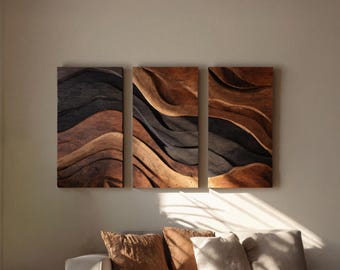 Rustic Modern Wooden Wall Home Solid Wood Wall Art Handcrafted Natural Wood Art Farmhouse Wall Art Panel Decor Housewarming Gift