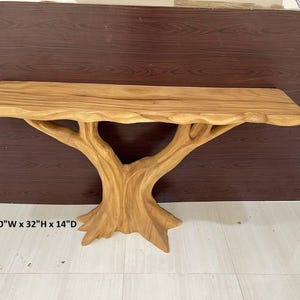 Handcrafted entry way table handmade console table live edge console furniture refined wall table for hallways living room image 7