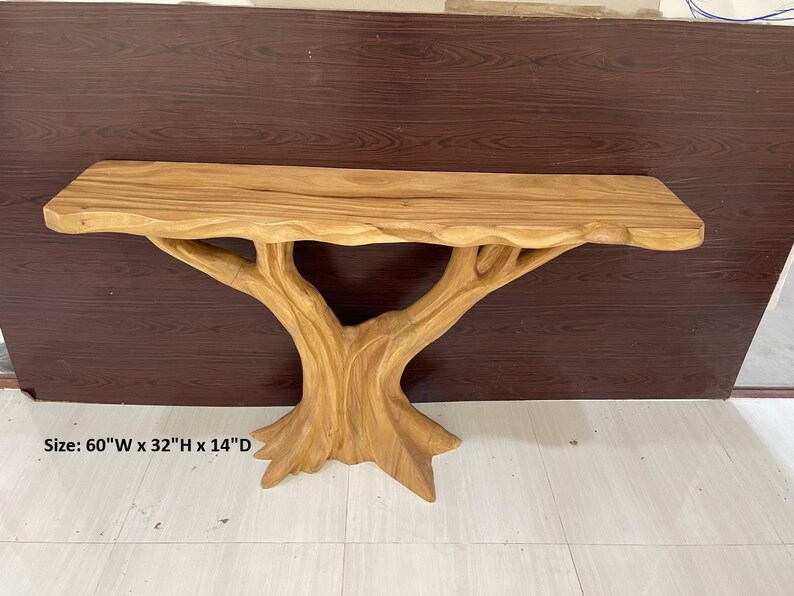 Handcrafted entry way table handmade console table live edge console furniture refined wall table for hallways living room image 7
