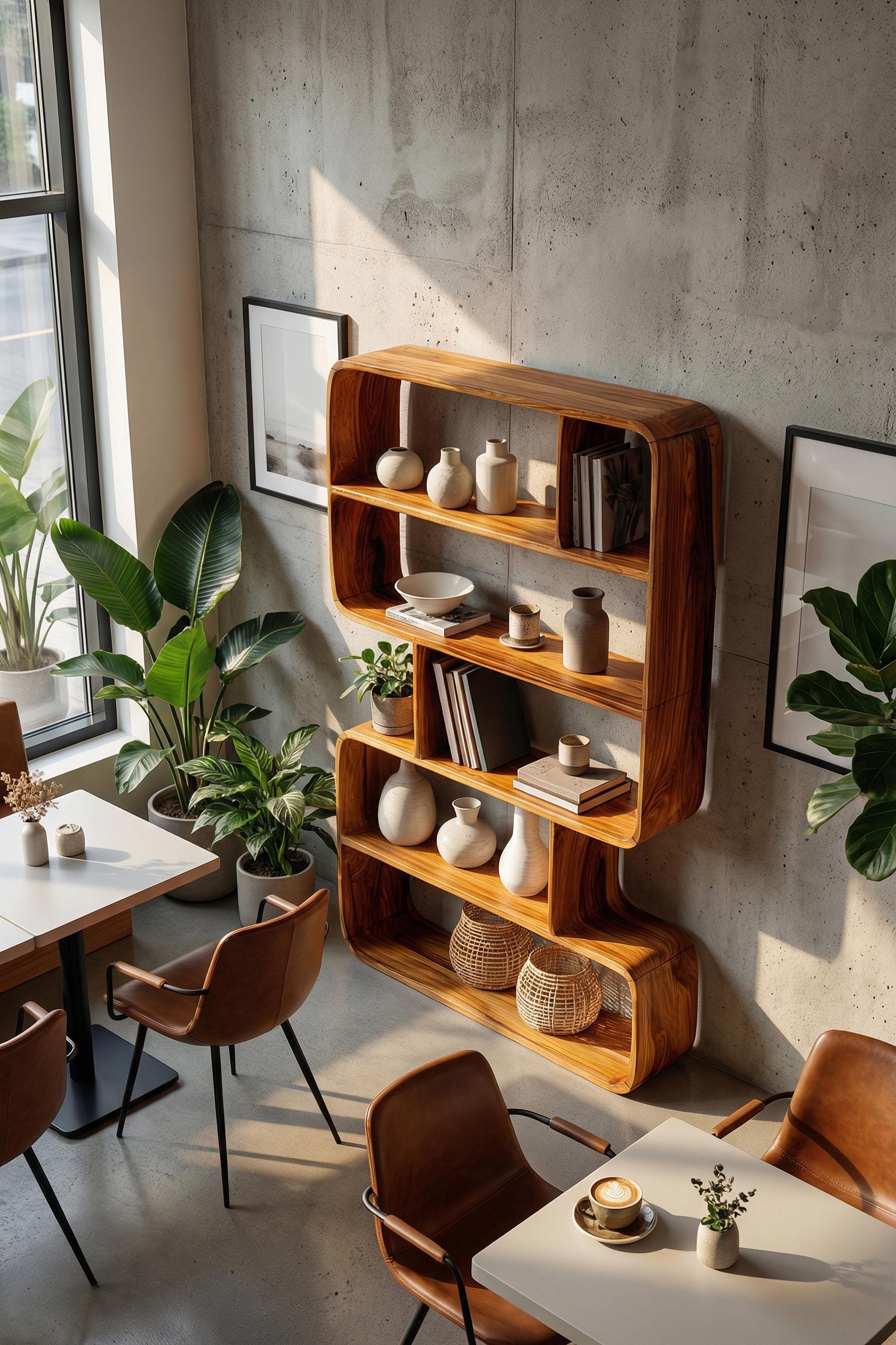 Natural Wood Display Cabinet Reclaimed Bookshelf Rustic Room Divider ...