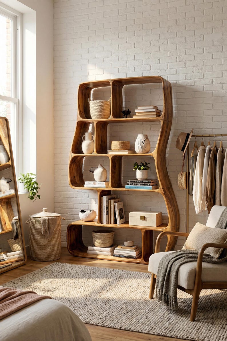 Handmade Room Divider Handcrafted Bookshelf Solid Wood Display Shelf ...