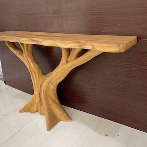 Handcrafted entry way table handmade console table live edge console furniture refined wall table for hallways living room image 9