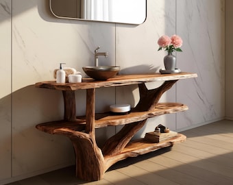 Rustic live edge bathroom vanity farmhouse bathroom storage modern reclaimed wood vanity cabinet solid wood bathroom decor