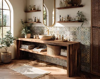 Modern live edge bathroom vanity natural wood bathroom storage farmhouse vanity cabinet  handcrafted bathroom decor