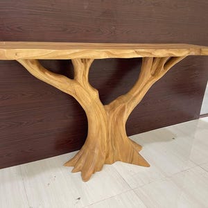 Handcrafted entry way table handmade console table live edge console furniture refined wall table for hallways living room image 8