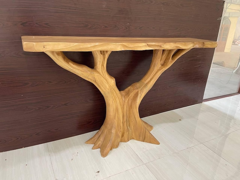 Handcrafted entry way table handmade console table live edge console furniture refined wall table for hallways living room image 8