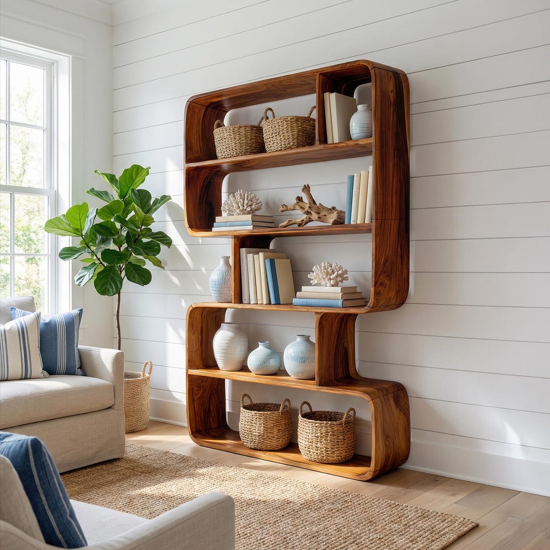 Natural Wood Display Cabinet Reclaimed Bookshelf Rustic Room Divider ...