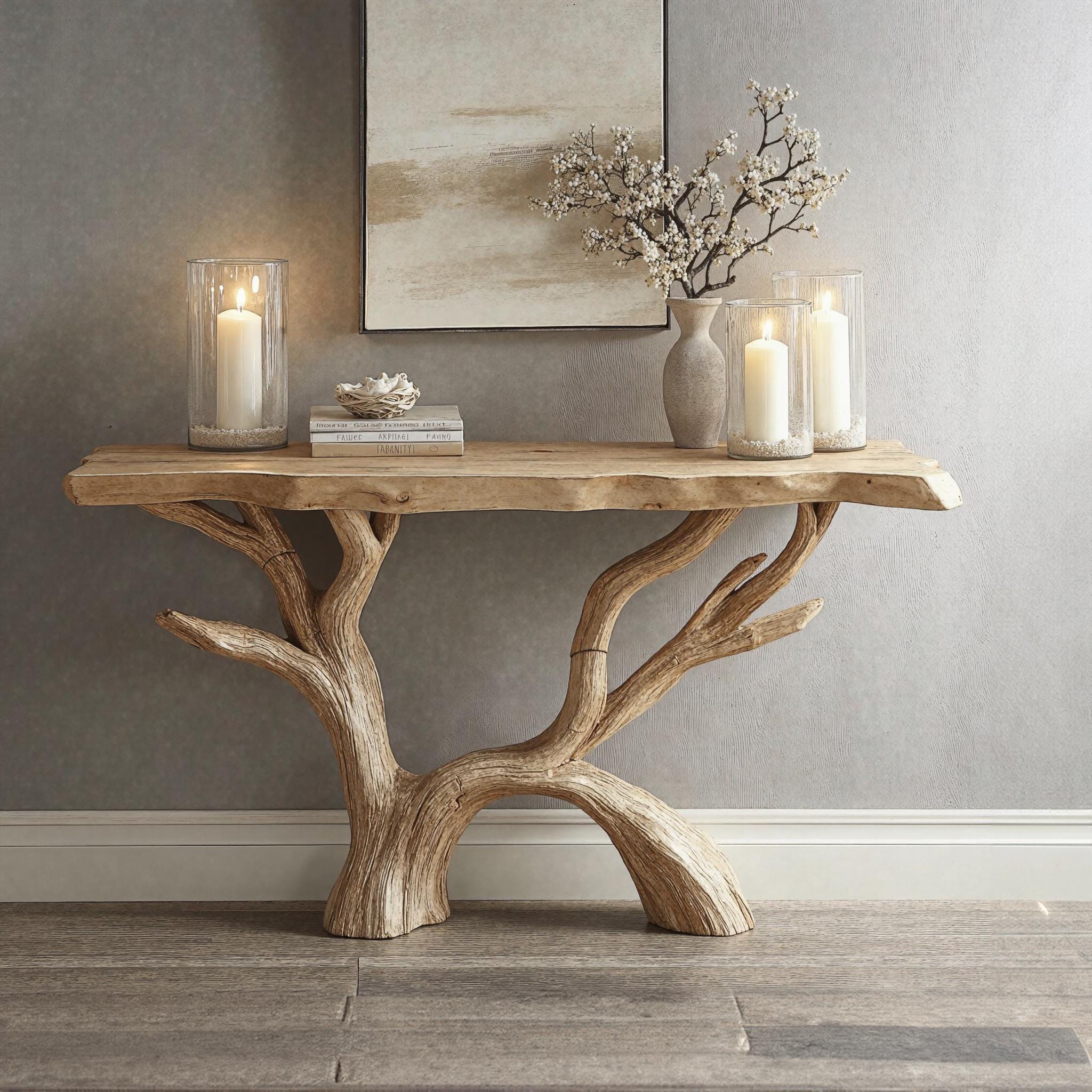 Handmade live edge console furniture reclaimed entry way console table rustic wall table refined side table for hallways living room