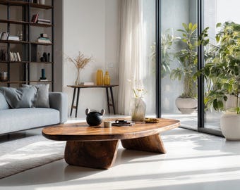 Handcrafted Coffee Table Modern Live Edge Coffee Table Solid Wood Table for Living Room Decor Housewarming Gift