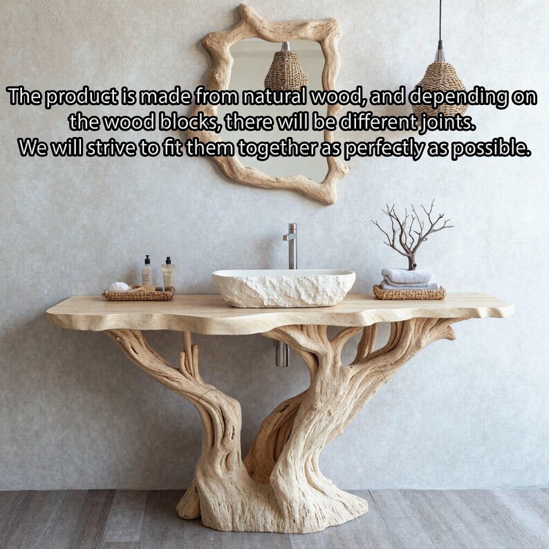 Handcrafted Console Table Live Edge Vanity Walnut Vanity Floating ...