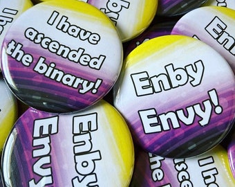 Non Binary Enby Pride 58mm Pin Badges (Pride, LGBTQ+, Enbies)