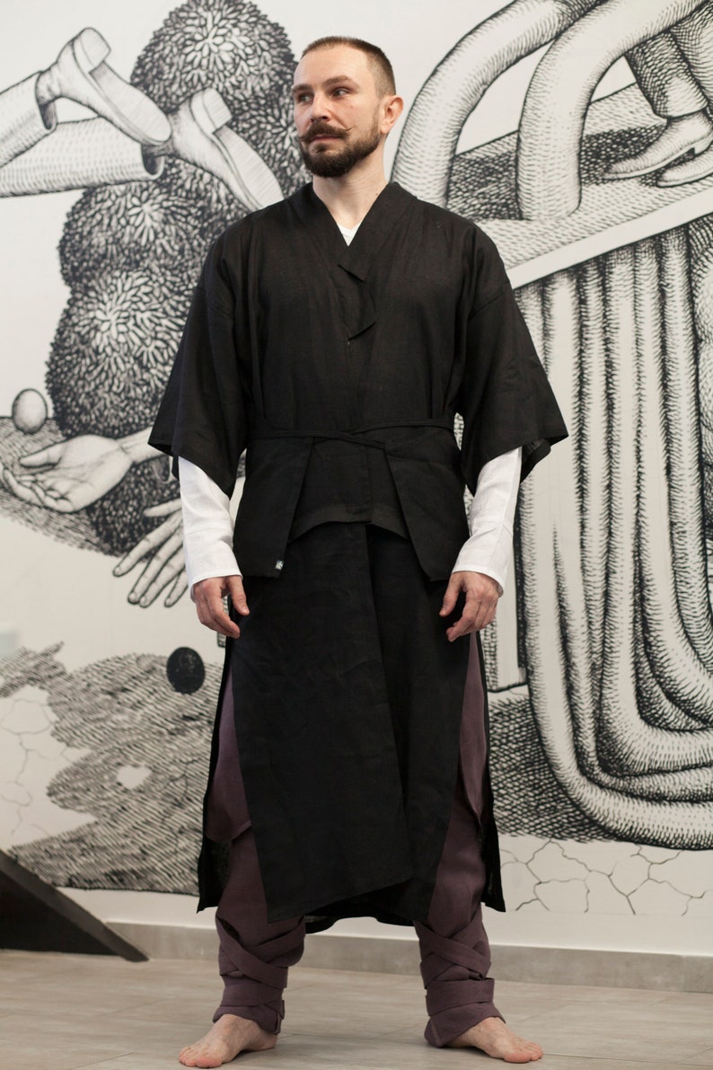 Mens linen kimono jacket multiway Modern hanbok inspired | Etsy