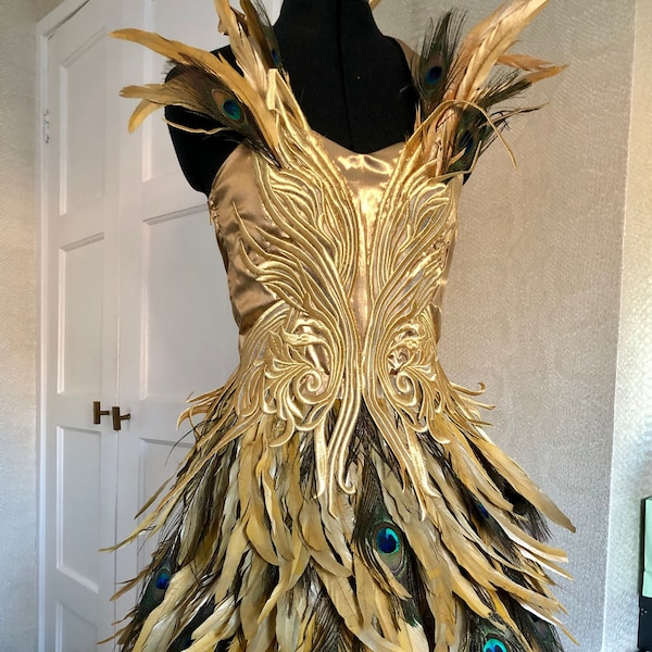 Gold Peacock Feather Dress