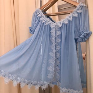Romantic Babydoll with Lace Edge and Puff Sleeves - Sweet Sleepwear