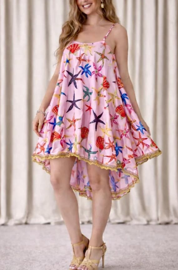 Pink Starfish Swing Dress - Etsy UK Pink Starfish Swing Dress - Etsy UK