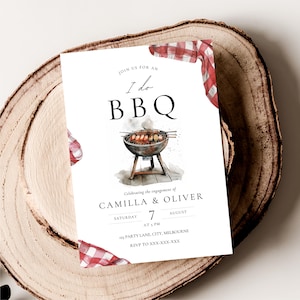 I Do Bbq Wedding Invite Printable, Engagement Party Invitations, Editable Barbecue Wedding Engagement Invite, Canva Summer Grill WEDK009