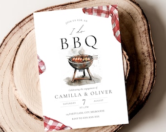 I Do Bbq Wedding Invite Printable, Engagement Party Invitations, Editable Barbecue Wedding Engagement Invite, Canva Summer Grill WEDK009