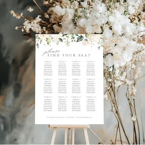 Blush Rosa Floral Tischkarte Sitzplan Vorlage, Druckbare Hochzeitstisch Sitzplan Vorlage Floral WEDK006