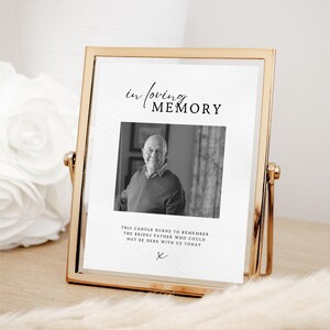 In Loving Memory Sign Wedding, Reserved In Loving Memory Editable Template, Reception Tribute Signage Remembrance with Photo Canva WEDK001