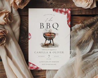 I Do Bbq Invitation Template, Printable Engagement Party Invitations, Editable Barbecue Party Invite, Casual BBQ Rehearsal Dinner WEDK009