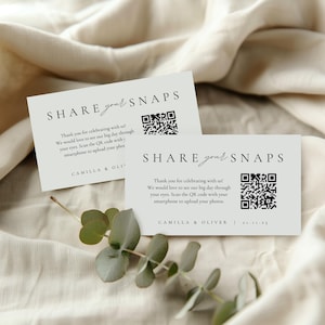 Qr Code Cards To Share Photos, Share Your Shots QR Business Card, Editable Scan To Share Photo Album, Share your Snaps Wedding Canva WEDK009