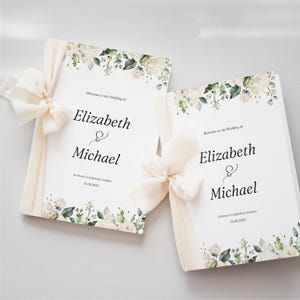 Printable Wedding Programs Booklet Floral, Folded Wedding Program Template, Editable Ceremony Program Customisable Order of Service WEDK006