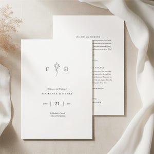 Orden del Servicio de Bodas, Plantilla de Programa de Bodas Plegado, Programa de Bodas Editable en Canva, Folleto de Bodas Plegado e Imprimible WEDK017
