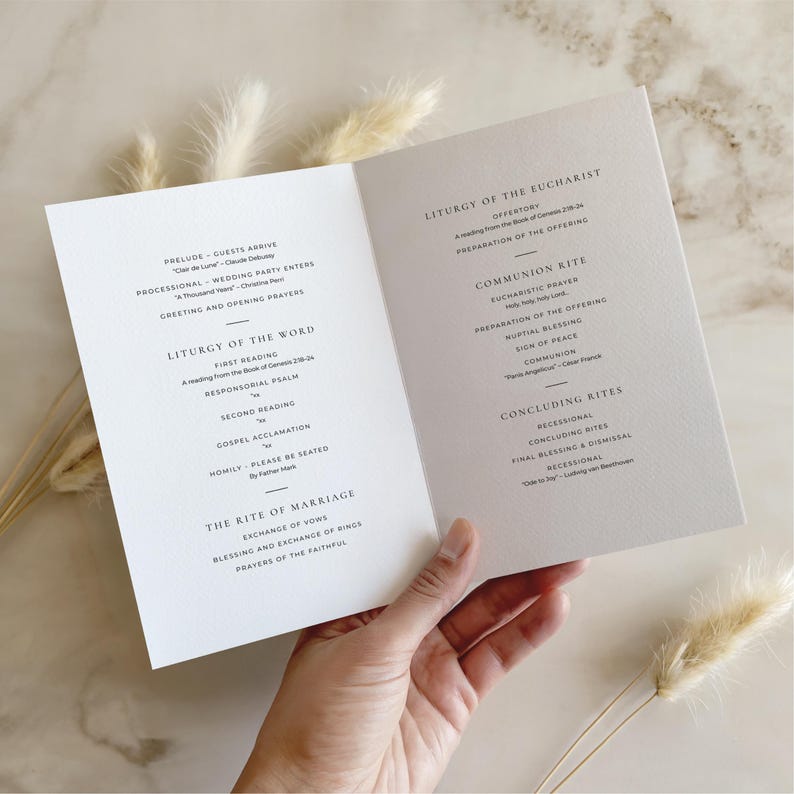Catholic Wedding Mass Program Template, Editable Folded Religious Mass ...