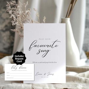 Hochzeit Song Wunschkarte, druckbare DJ Anfrage, sofortiger Download Musikwunschschild, Empfang Einsatz, druckbare digitaler Download WEDK005