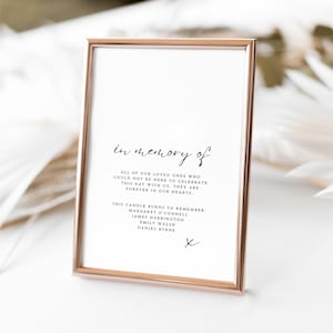 In Loving Memory Sign Wedding, Memorial Wedding Signage, Printable Remembrance Sign, Editable Canva Template In Loving Memory Sign  WEDK001