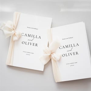 Gevouwen bruiloftsprogrammasjabloon, bewerkbaar ceremonieprogramma, digitale download, aanpasbare bestelvolgorde, Canva Instant Download WEDK009