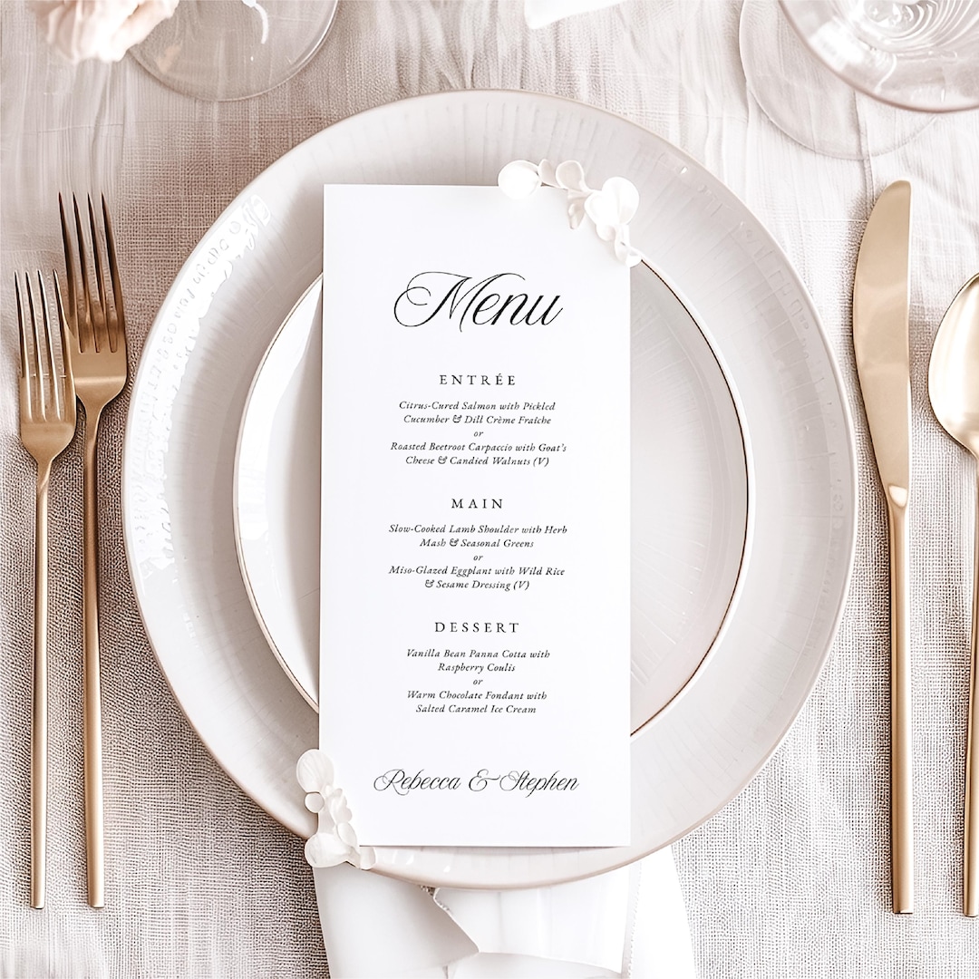 Formal Wedding Menu Template, Elegant Editable Design Reception ...