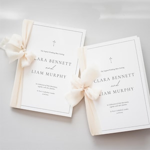 Catholic Mass Wedding Program Template Canva, Folded Christian Mass Editable Booklet, Printable Church Ceremony Order of Service WEDK009