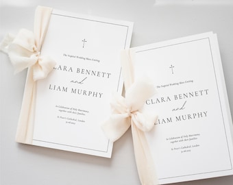 Catholic Mass Wedding Program Template Canva, Folded Christian Mass Editable Booklet, Printable Church Ceremony Order of Service WEDK009