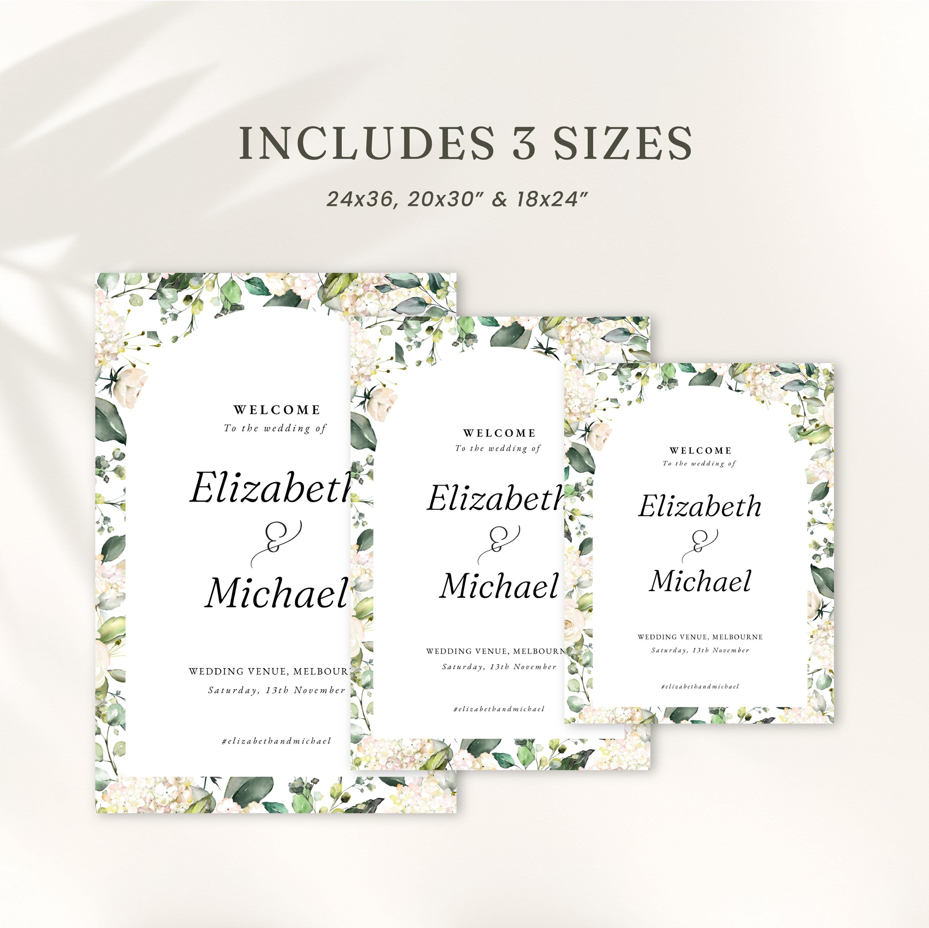 Floral Wedding Welcome Sign Printable, Editable Canva Template (digital ...
