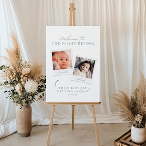 These Kids Are Getting Married Sign, The Night Before Signage, Wedding Rehearsal Dinner Welcome Sign, Kids Photo, Instant Download WEDK009