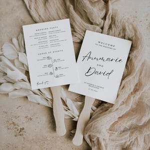 Infographic Wedding Program Fan Template, Minimal Editable Ceremony Program, Modern Wedding Day Timeline, Printable Digital Download WEDK001