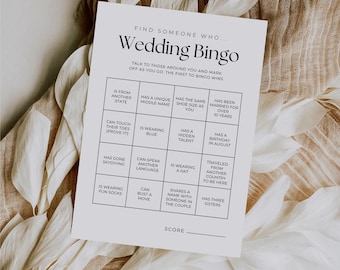 Find the Guest Bingo, Bridal Shower Game, Editable Reception Bingo, Fun Wedding Activity, Mingling Game, Printable Wedding Game Canva WEDKG