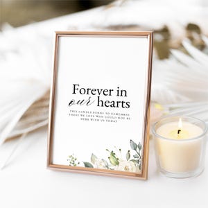 In Loving Memory Wedding Sign Floral, Forever in our Hearts Signage, Wedding Sign For Remembrance Table, Memorial Reception Signage WEDK006