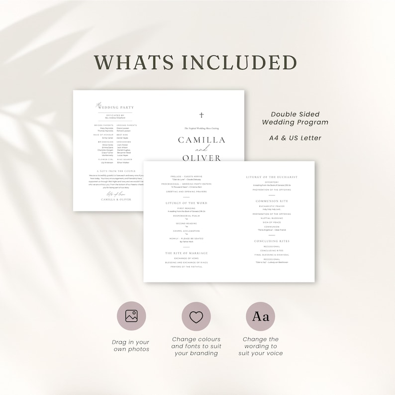 Catholic Mass Wedding Program Template Canva, Folded Catholic Mass ...