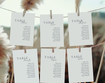 Minimalist Wedding Seating Chart Cards, Elegant Printable Template (Digital Download)