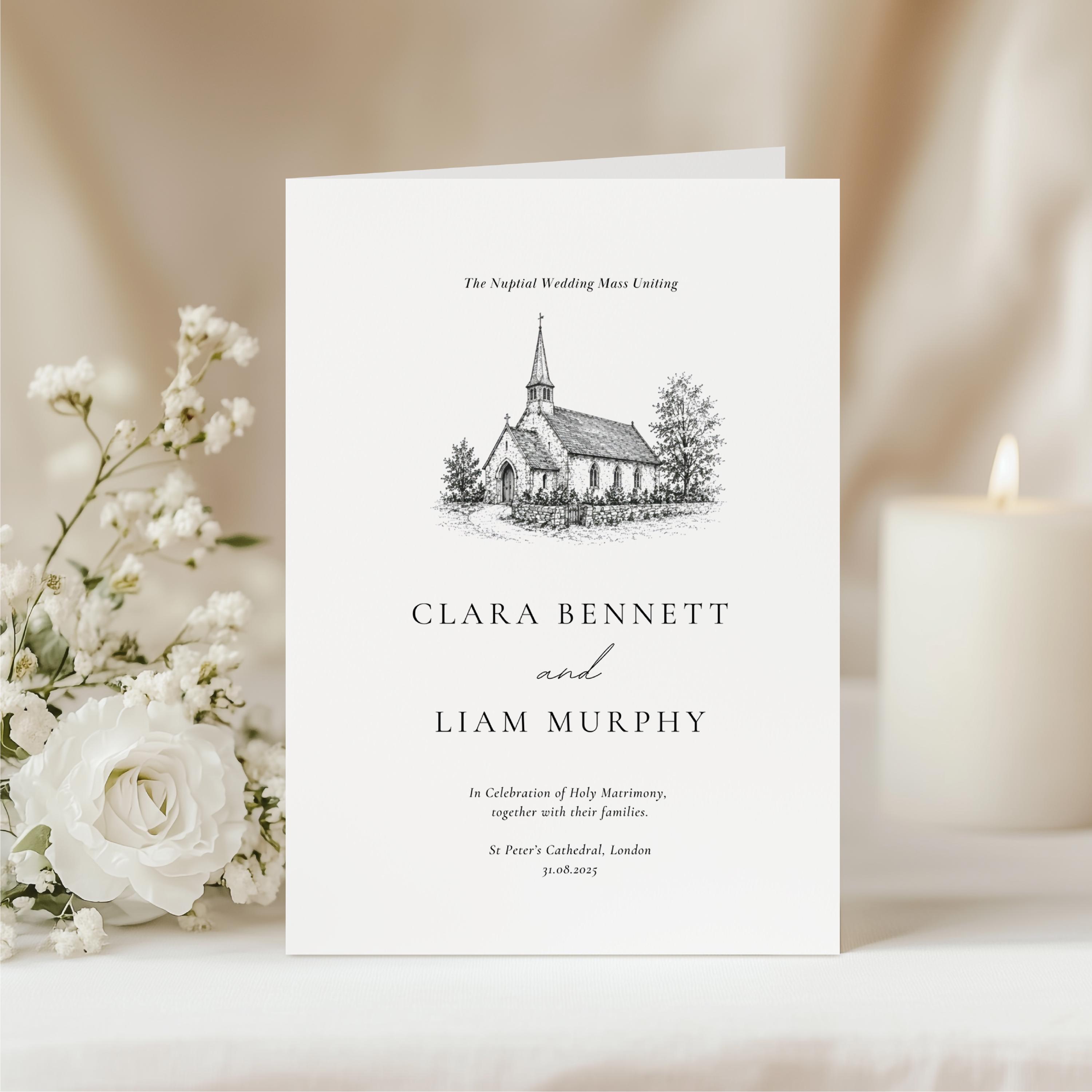 Catholic Wedding Mass Program, Editable Ceremony Booklet Template Canva ...