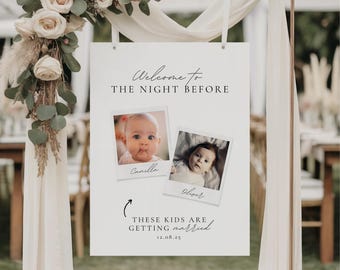 Bord These Kids Are Getting Married, The Night Before-bewegwijzering, welkomstbord bruiloftsrepetitiediner, canvas bord verlovingsfeest WEDK009