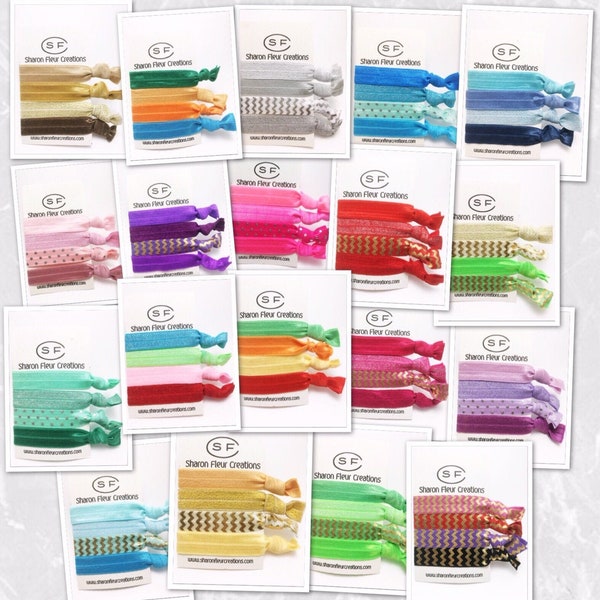 Set of 4 FOE | Pink | Blue | Purple | Green | Gold | Silver | Red | Rainbow Hairties, Bracelets