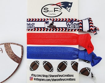 Conjunto de pulseira/gravata de cabelo FOE do New England Patriots Football