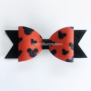 Mickey Disney Inspired Glitter Hair Bow