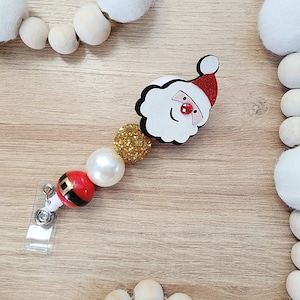 Santa Badge Reel | Bubblegum Keychain | Charm | Beads | Chunky Beads | Christmas | Stocking Stuffer | Gift | Favors