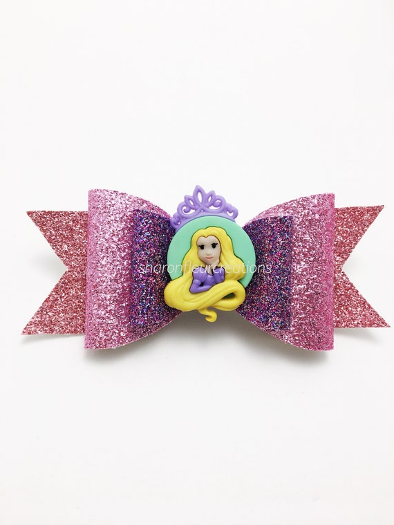 Rapunzel Disney Princess Inspired Glitter Hair Bow - Etsy